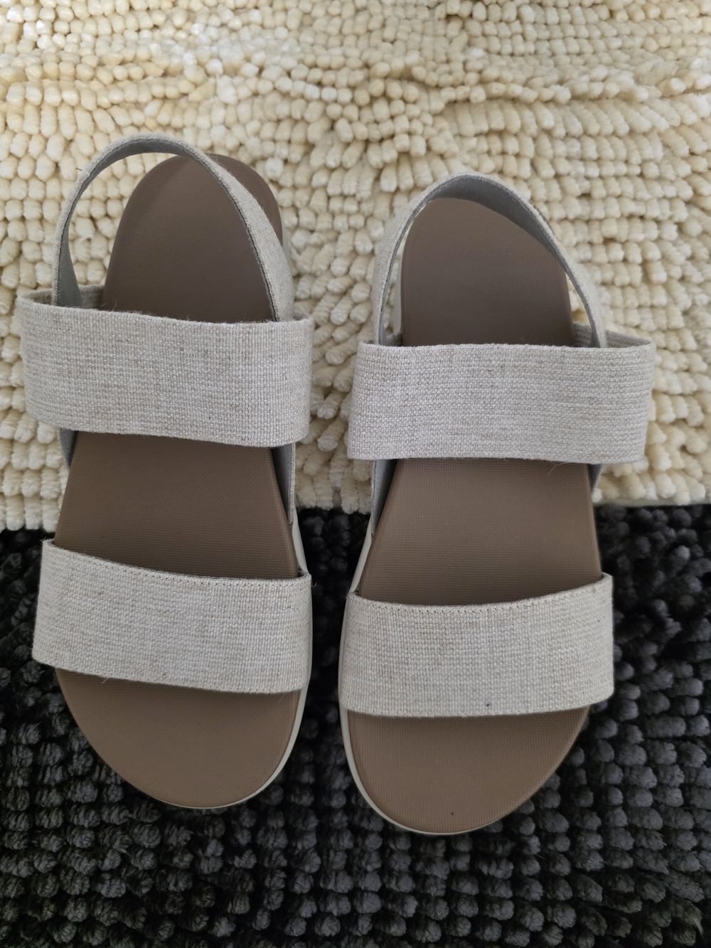 Amazon Women's Linen-Style Strap Sandals in Beige